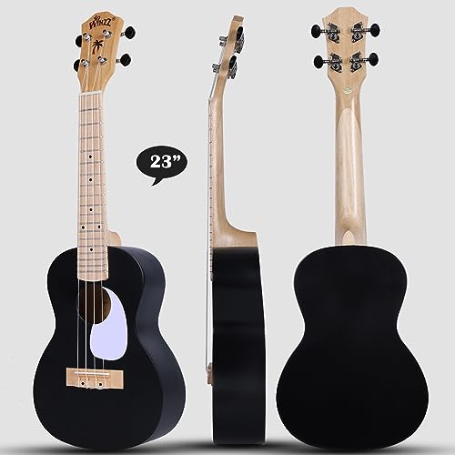 Winzz Ukulélé Adulte Debutant, Ukulélé Concert 23 Pouces, Kit Ukulélé Enfants avec Accordeur, Housse, Sangle, 9 Accessoires (Couleur : noir, en Bois) - Les Beatles, Paul McCartney, John Lennon, RIngo Starr, George Harrison Winzz Ukulélé Adulte Debutant, Ukulélé Concert 23 Pouces, Kit Ukulélé Enfants avec Accordeur, Housse, Sangle, 9 Accessoires (Couleur : noir, en Bois) – Image 3