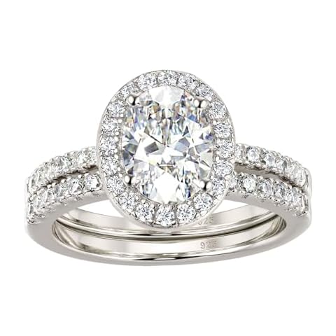 SweetJew Elegant Halo Wedding Rings Set Cover