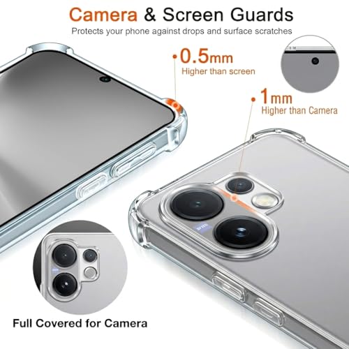Image of Fashionury 3D Raised Transparent Crystal Clear Back Cover for Vivo V60 | Shockproof Design | Anti-Slip Grip | Camera Protection | 360 Degree Protection Mobile Case