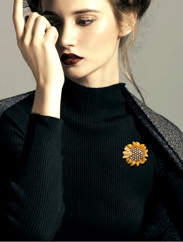 Image of Bee Pin and Brooch - Women's Retro Honeycomb Fashion Rhinestone Sunflower Brooch - Cute Cartoon Personality Enamel Oil Drop Color Insect Pin