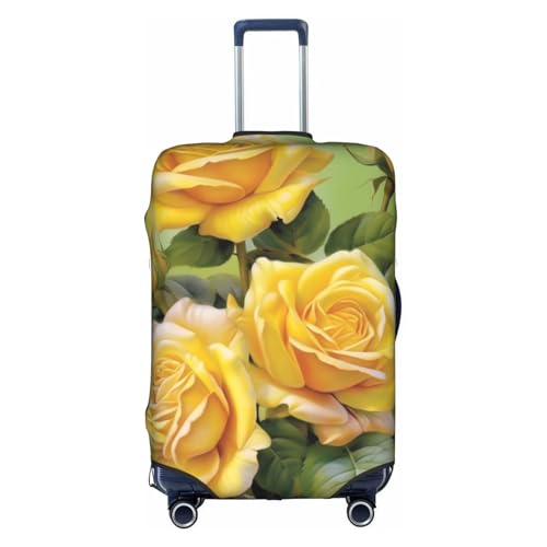 Yellow Rose Printed Luggage Cover Elastic, Washable, Universal Fit 18-32 Inch Travel Suitcase Cover Easy To Identify