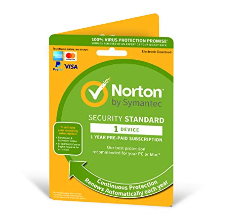 Norton Security Standard 2019 |1 Device | 1 Year | Antivirus Included | PC/Mac/iOS/Android | Activation Code by Post