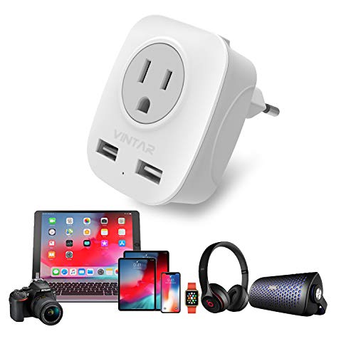 [3-Pack] Italy Travel Power Adapter, Vintar 3 Prong Grounded Plug With 2 Usb And 2 American Outlets, 4 In 1 Outlet Adaptor Dual Usb, Ac Outlet Adaptor For Usa To Italy Uruguay Chile (Type L) #TOP6