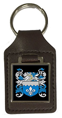 Porte-clés en cuir marron Cage blason gravé au quotidien en voiture