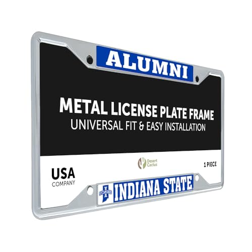 Desert Cactus Indiana State University ISU Sycamores Metal License Plate Frame for Front or Back of Car - Officially Licensed (Alumni Design 2)