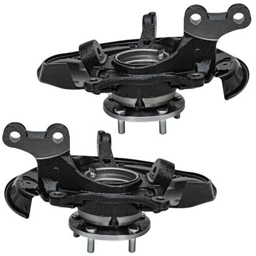 Image of Detroit Axle - Front Steering Knuckles & Wheel Hub Bearings + Disc Brake Calipers w /Brackets Replacement for Lexus RX350 RX450h Toyota Highlander