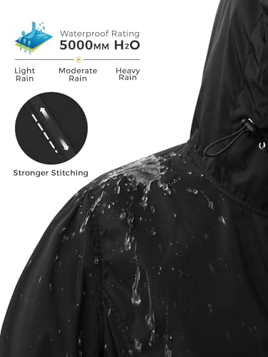 SaphiRose Lightweight Rain Jacket Women Waterproof Breathable Raincoat Packable Hooded Windbreaker3