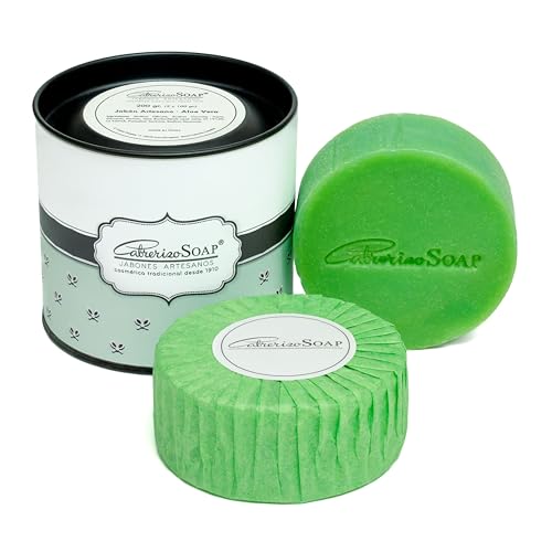 CABRERIZO SOAP 2 Jabones Artesanales de Aloe Vera y Aceite de Oliva 2x100 g. JABON ALOE VERA - Jabones para regalar - Pastillas Jabón Natural, Jabón manos, cara y cuerpo, Regalo mujer Limpiador facial