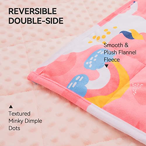 Insugar Weighted Blanket Kids 5Lbs, Cozy Toddler Fleece Heavy Blanket With Minky Dots, Ultra Soft Children Blankets Throws For Calm Sleep, 3 Color Options, 36 X 48Inch, Pink Unicorn #TOP2