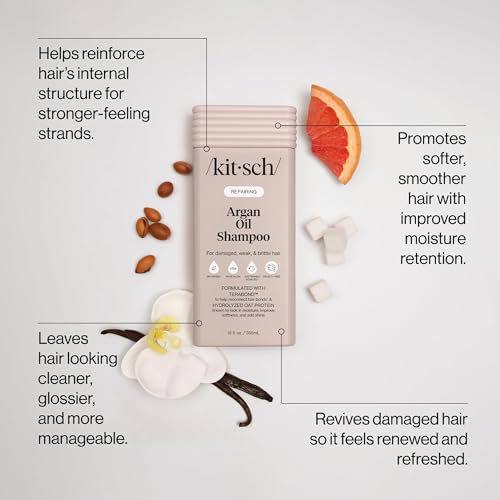 Image of Kitsch Argan Oil Shampoo for Hair Growth - Repairing Hair Shampoo for Women & Men with Terabond - Hydrating Hair Care w /Oat Protein - Paraben, Phthalates, Silicone & Sulfate Free Shampoo - 12.3 oz