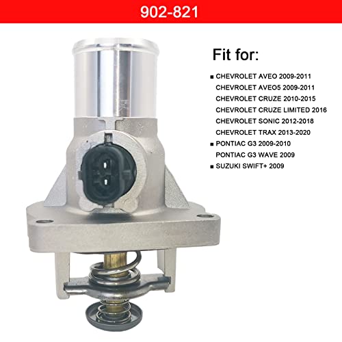Amapart Coolant Thermostat Housing Kit Compatible With Chevrolet Aveo Cruze Sonic Trax, Pontiac G3 Wave, Suzuki Swift Accessory, Thermostat Water Outlet With Water Temperature Sensor - Aluminium #TOP1