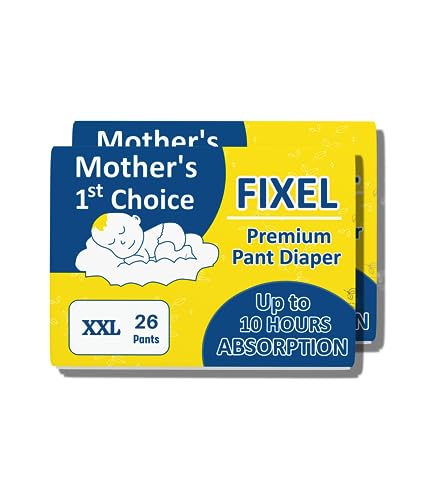 Image of FIXEL Baby Pants Diapers, XX-Large (XXL), with Wetness Indicator, 15-25 kg, Pack of 2, 52 count