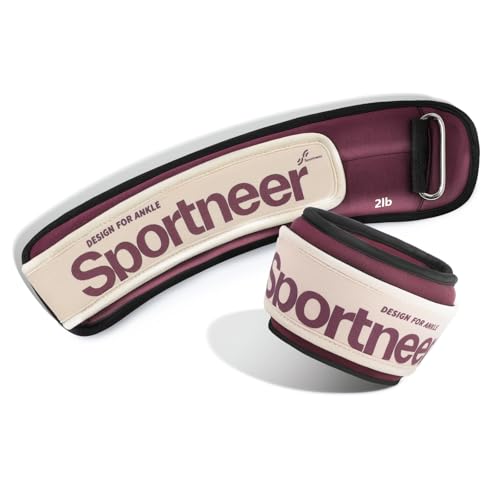 Sportneer Ankle Weights 0.5/1/2/3/5 LBS 1 Pair Wrist Leg Arm Weights (Burgundy, 2 lbs x 2)