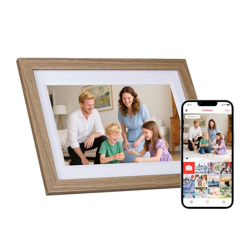 Cadre Photo Numérique Rollei Smart Frame WiFi 1010 10,1 Frameo Cadres Photo Numerique Connecté 1280x800 IPS Écran Tactile 32Go pour Partager Photos et Vidéos Bois de Chêne Cadre-Photos-Numérique-Frame