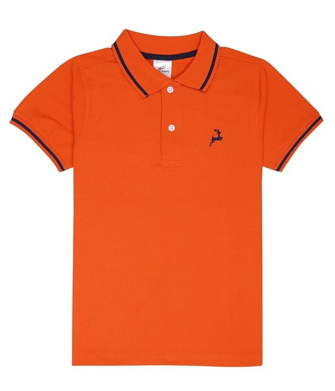 Image of Cloth Theory Boys Cotton Polo T-Shirt for Kids Regular Fit Half Sleeve Casual Summer Polo Neck T-Shirt