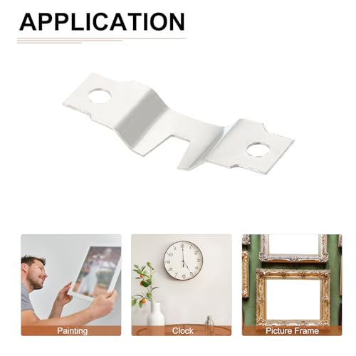 Image of DTGN 48mm x 15mm x 5mm Double Hole Triangle D Ring - Picture Frame Hangers - 10Pcs - Good for Hanging Paintings - Picture Frame Hook Photos - Silver Tone