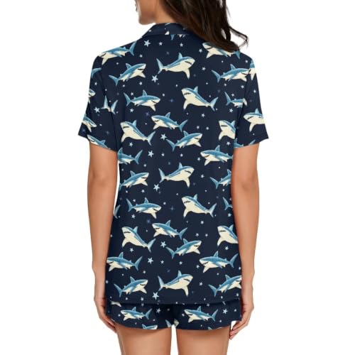 Image of Women's Short Sleeve Sleepwear Pajamas Nightwear with Pockets | Premium Polyester Fabric Ultra Soft Lightweight Breathable Touch, Wrinkle Resistant, All Day Cozy Wear for Daily Sleep