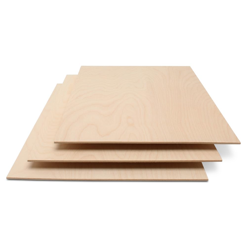 3 mm Baltic Birch Plywood 1/8 x 12 x 16 Inch, Box of 20 B/BB Grade Craft Wood, Stronger Than Basswood Sheets, for Laser, CNC Cutting and Wood Burning,
