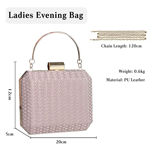 Damen Abendtasche Funkelnd Handtasche Glänzend Umhängetasche Glitzer Henkeltasche Hochzeit Brautbörse Elegant Schultertasche Cocktail Party Abschlussball Tasche für Frauen Roségold – Bild 4