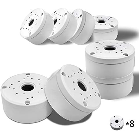 【Only Compatible with Bullet Cameras】 Universal Bullet Security Camera Mount Bracket Hide Cable, Metal Electric Enclosure, Waterproof Outdoor Camera Cover, Base Junction Box for CCTV Cams (8 Pack) Cover