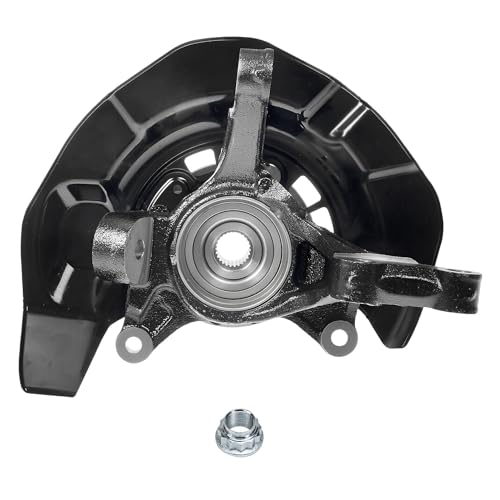 Image of Detroit Axle - Front Left Steering Knuckle for Toyota 04-07 Highlander, Driver Side Steering Knuckle & Wheel Bearing Hub Assembly 2004 2005 2006 2007 Replacement