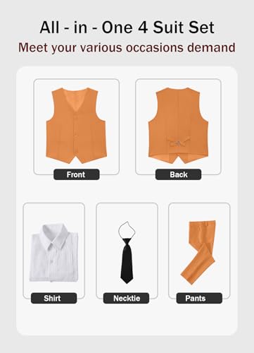 Image of YuanLu Boys Suit Dress Clothes Ring Bearer Outfit Homecoming Dresses Boy Vest and Pants Set for Kids Wedding Tuxedo Suits