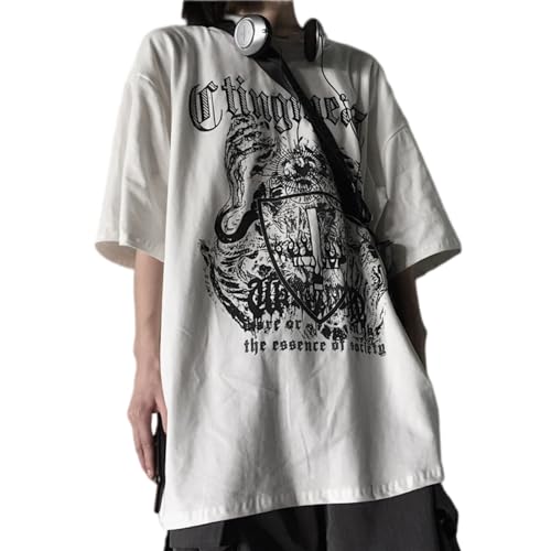 Men Women Y2K Goth Shirt Emo Alt Cross Graphic Tee Grunge Dark Academia T-Shirt Oversized Baggy Tops Clothes