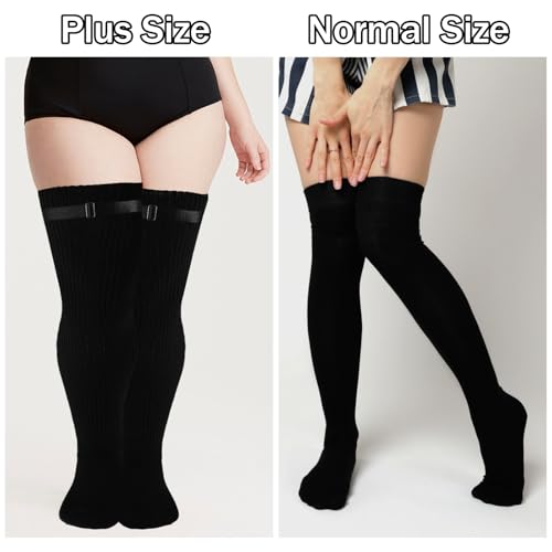 XEPST Plus Size Thigh High Socks Womens Over the Knee Leg Warmer Thigh Highs Widened Extra Long Thick Knit Socks for Women3