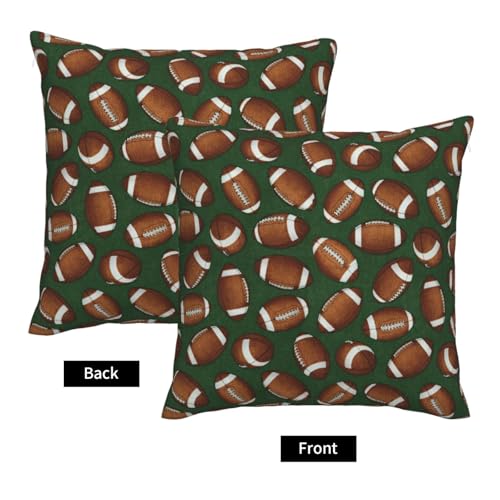 Housses de coussin football vert en imitation lin resistante avec zip invisible