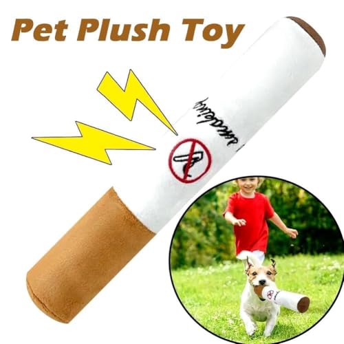Plüsch-Hundespielzeug, lustiges quietschendes Zigarren-Hundespielzeug, Plüsch-Hundespielzeug zum Kauen, Trainingsspielzeug für Zahnen, Hundezigarette