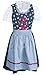 Brandsseller Mädchen Kinder Dirndl 3er Set Trachten Kleid - Schürze - Bluse Blau Größe 104/3-4 Jahre
