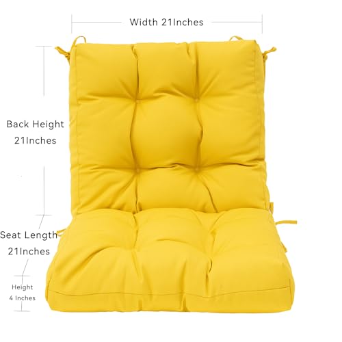 Image of QILLOWAY Outdoor Chair Cushion for Patio Furniture, Waterproof Patio Cushions with Ties, Fade Resistant Replacement Pads for Outdoor Rocking Chairs,Yellow
