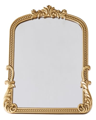 CMGL Vintage Vanity Small Mirror with Stand,Gold Decorative Mirrors for Wall,Antique Desk Eclectic...