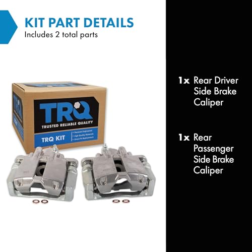 Image of TRQ Rear Brake Caliper Set Zinc Coated Brackets Compatible with 2003-2007 Cadillac CTS 2005-2011 Cadillac STS