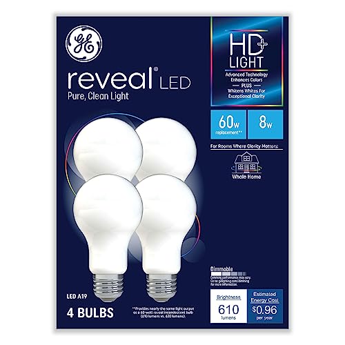 GE Reveal HD+ LED Light Bulb, 8W, 4/Pack