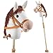 tectake® Steckenpferd mit kuscheligem Plüsch, Hobby Horse Pferde, Holzstab mit Doppelrolle, seitliche Griffe, 103 cm, Spielzeug, Spielpferd, Kinderspielzeug, Holzspielzeug, Motorikspielzeug - weiß