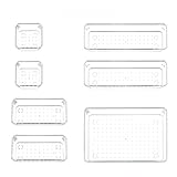 7 PCS Plastic Clear Drawer Organizer Set, 4 Sizes Desk Office Drawer Organizing Trays and Divider,Storage Bins for Makeup,Snack,Jewelry,Kitchen,Bedroom, Bathroom vanity Accessories Containers