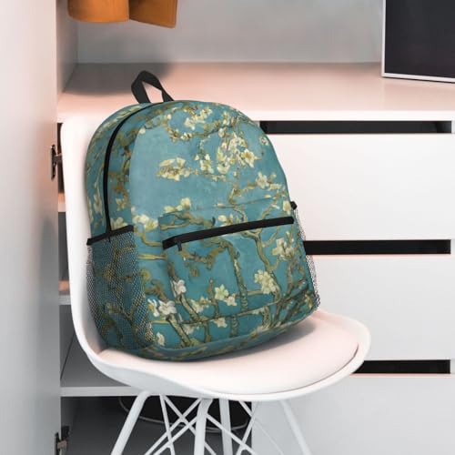 Sac à dos voyage vintage imprimé fleurs d'amandier noir original - 7