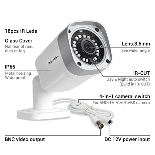 Westshine 5Mp 4-In-1 Bullet Security Camera Ahd/Tvi/Cvi/Analog Cctv Camera 3.6Mm High Definition Nightvision Wide View Angle Outdoor/Indoor Home Surveillance #TOP1