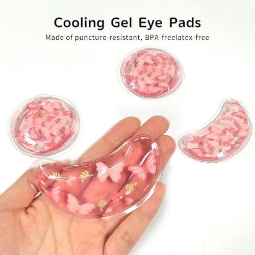 Image of 4PCS Gel Eye Ice Pack Set, Cold & Hot Compress, Reusable Cooling Gel Pads for Strain Relief, Relaxation, SPA and sleep(Butterflies)