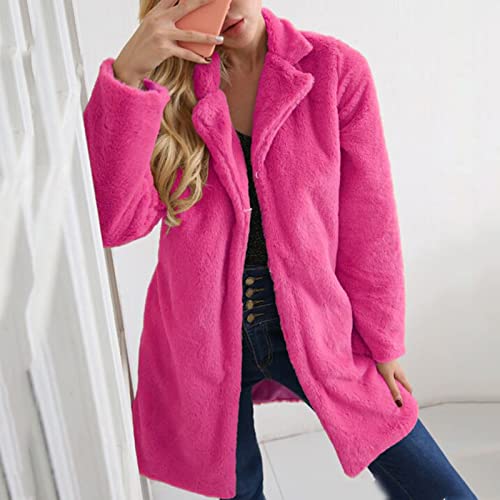 Women's Fuzzy Fleece Lapel Open Front Long Teddy Cardigan Coat Hood Faux Fur Warm Winter Outwear Jackets Plus Size3