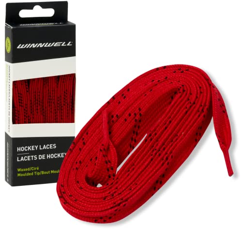 Winnwell Waxed Hockey Skate Laces - Ice Hockey & Roller Blade Skates Laces, Multiple Lace (Red/Black, 108")
