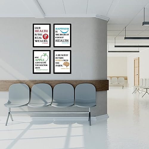 Image of JABSY Doctor Hospital Health Facts Medical Physiotherapy Dentist Wall Decor Poster Framed Gift (A4 Size - Set of 4 Frame) (Hospital A4)