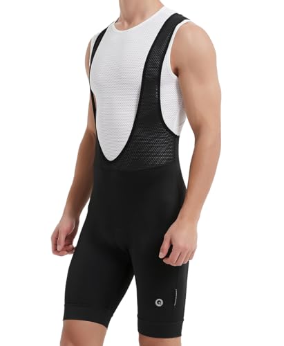 qualidyne Men's Cycling Bib Shorts 4D Padded Breathable Road Bike Bibs Biking Bicycle Shorts Black
