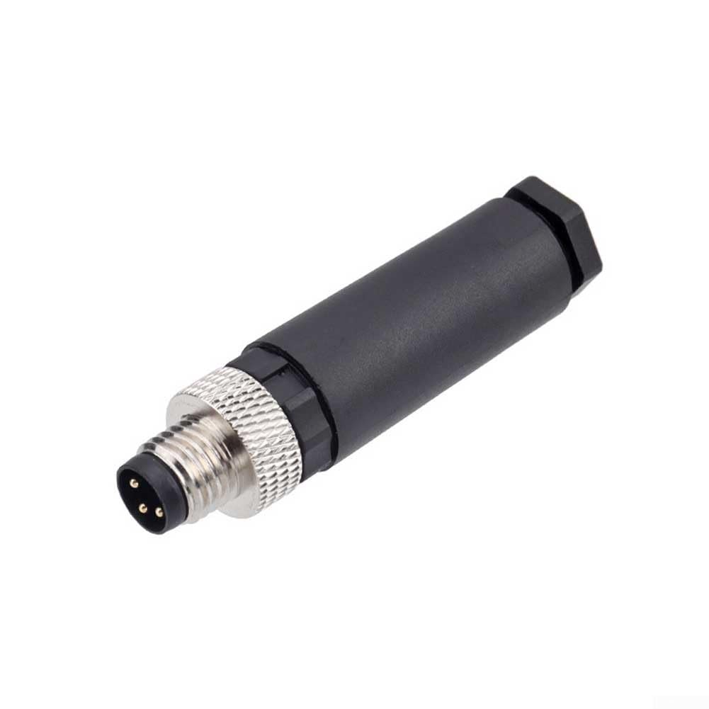 Luftfahrt-Stecker, M8 3-4 Pin wasserdicht IP67 Industriekabelstecker für Datenkommunikation und IO-Verbindungen, PA66 Kunststoff ungeschirmter Rundstecker (3-adrig)