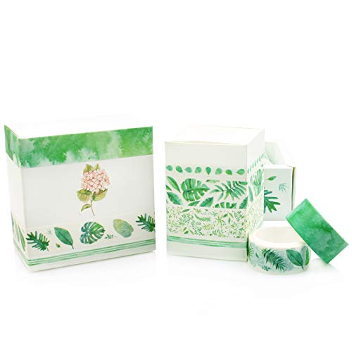 8 rollos de cinta adhesiva verde Washi para manualidades y decoración de álbumes de recortes 4