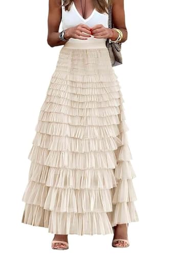 Amazon.com: Mincib Womens Long Tulle Skirt A Line Ruffle Tiered