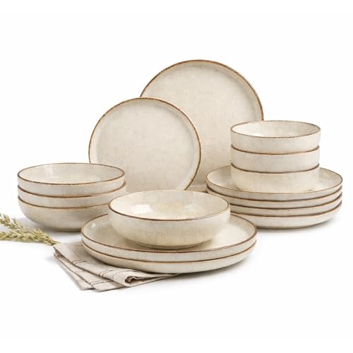 Kütahya Porselen Service de Table 24 Pièces pour 6 Personnes – Vaisselle en Porcelaine Couleur...