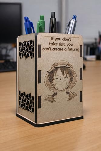 Image of SKARSA INNOVATIONS Monkey D Luffy Wooden Pen Stand | Anime Pencil Holder for Study Table | One Piece Desk Accessories