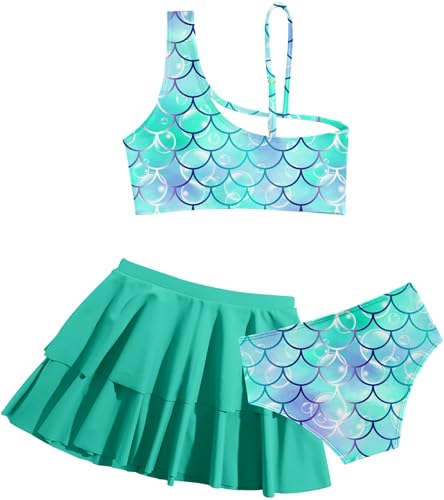 Image of RAISEVERN Girls Swimsuit 3 Piece Bathing Suits Cute Swimwear for 5-12 Years